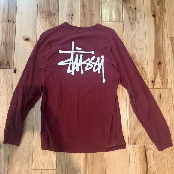 Stüssy Men's Burgundy and Red T-shirt Medium - Picture 3 of 5